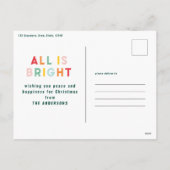 クリスマスレインボーカラフルブライト1フォトファミリー シーズンポストカード (裏面)