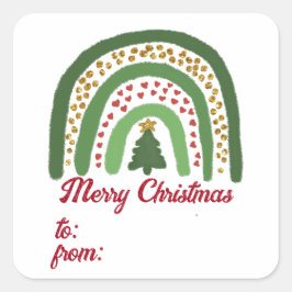 クリスマスレインボーグリッターレッド金ゴールドグリーン スクエアシール