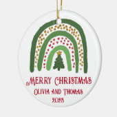 クリスマスレインボーグリッターレッド金ゴールドグリーン セラミックオーナメント (左)