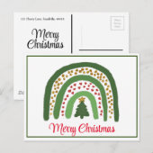 クリスマスレインボーグリッターレッド金ゴールドグリーン ポストカード (正面/裏面)