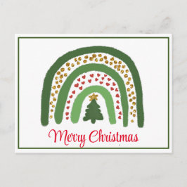 クリスマスレインボーグリッターレッド金ゴールドグリーン ポストカード