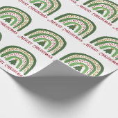 クリスマスレインボーグリッターレッド金ゴールドグリーン ラッピングペーパー (角)