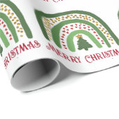 クリスマスレインボーグリッターレッド金ゴールドグリーン ラッピングペーパー (ロールコーナー)