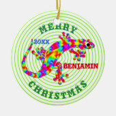 クリスマスレインボーサラマンダーキープサカスタムンク セラミックオーナメント (正面)