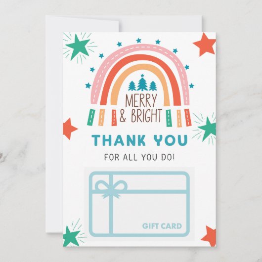 クリスマスレインボーサンキューギフトカードホルダー 招待状 (正面)