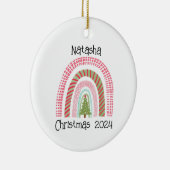 クリスマスレインボーツリーパーソナライズされたオーナメント セラミックオーナメント (右)
