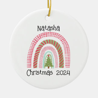 クリスマスレインボーツリーパーソナライズされたオーナメント セラミックオーナメント