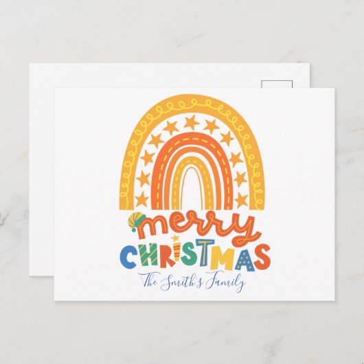 クリスマスレインボーファミリーメリークリスマスポストカード ポストカード (正面/裏面)