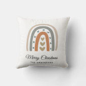 クリスマスレインボーブラウン灰色モダン白 クッション (裏面)