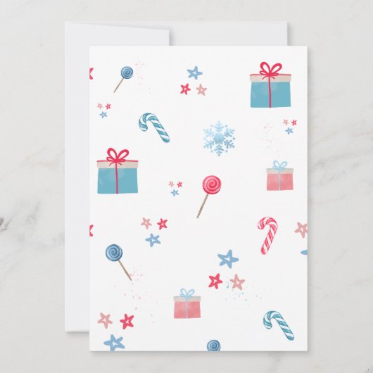 クリスマスレインボーベビーシャワー、雪だるま 招待状 (裏面)