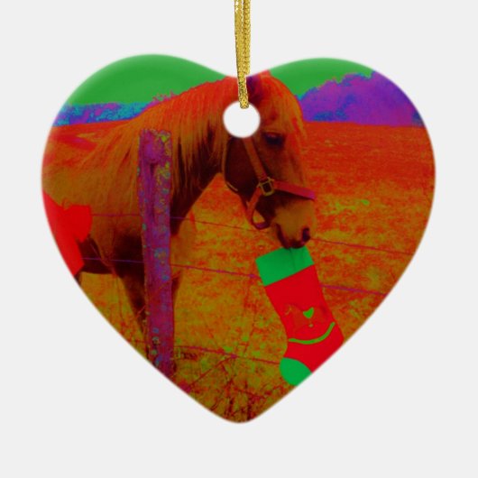 クリスマスレインボーホース セラミックオーナメント (正面)