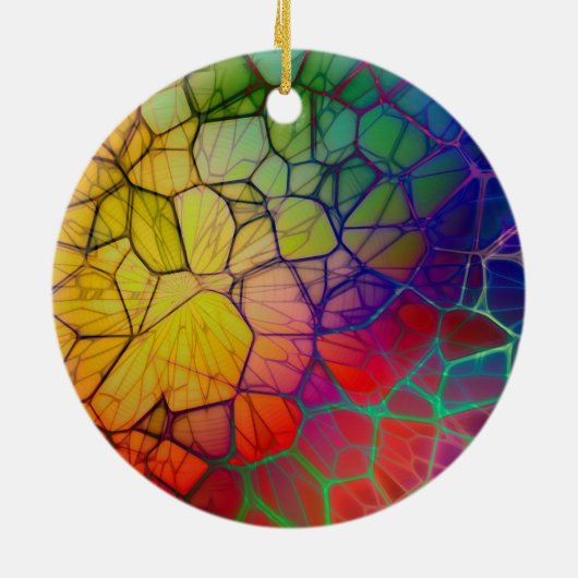 クリスマスレインボーモザイク – ステンドグラスの外観 セラミックオーナメント (裏面)