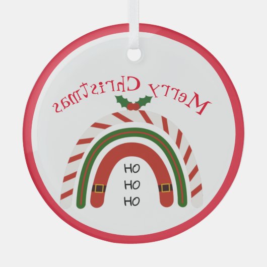 クリスマスレインボーレットイットスノーオーナメント ガラスオーナメント (正面)