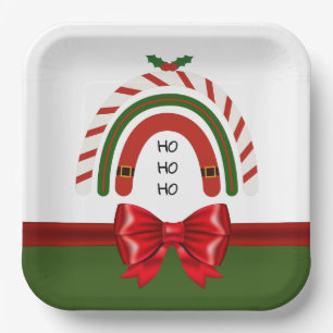 クリスマスレインボーレットイットスノー紙プレート ペーパープレート