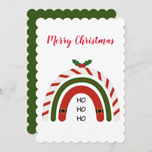 クリスマスレインボーレットスノーフラットホリデーカード シーズンカード (正面/裏面)