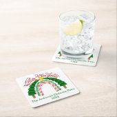 クリスマスレインボーレッドグリーンクリスマスパーティー スクエアペーパーコースター (インサイチュ)