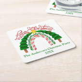 クリスマスレインボーレッドグリーンクリスマスパーティー スクエアペーパーコースター (アングル)