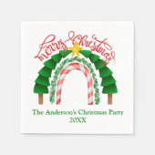 クリスマスレインボーレッドグリーンクリスマスパーティー スタンダードカクテルナプキン (正面)