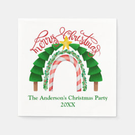 クリスマスレインボーレッドグリーンクリスマスパーティー スタンダードカクテルナプキン