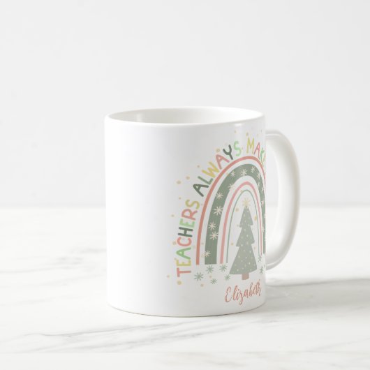 クリスマスレインボー先生ギフトカスタマイズ コーヒーマグカップ (正面右)