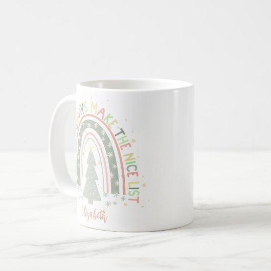 クリスマスレインボー先生ギフトカスタマイズ コーヒーマグカップ (正面左)