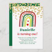 クリスマスレインボー誕生日 招待状 (正面/裏面)