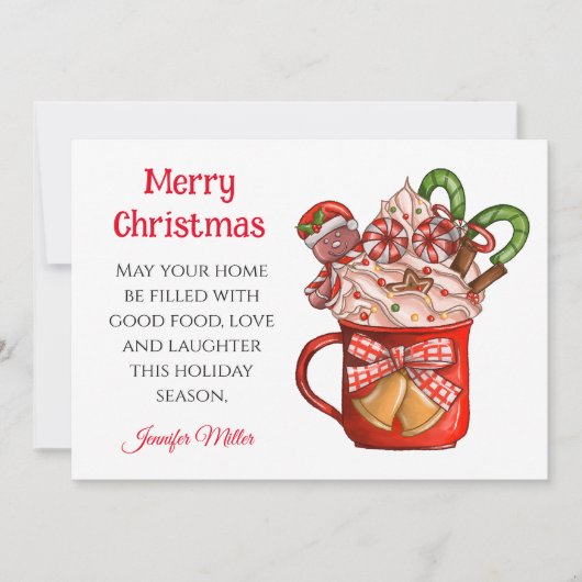 クリスマスレシピエクスチェンジカクテル5 x 7ホリデイ シーズンカード (正面)