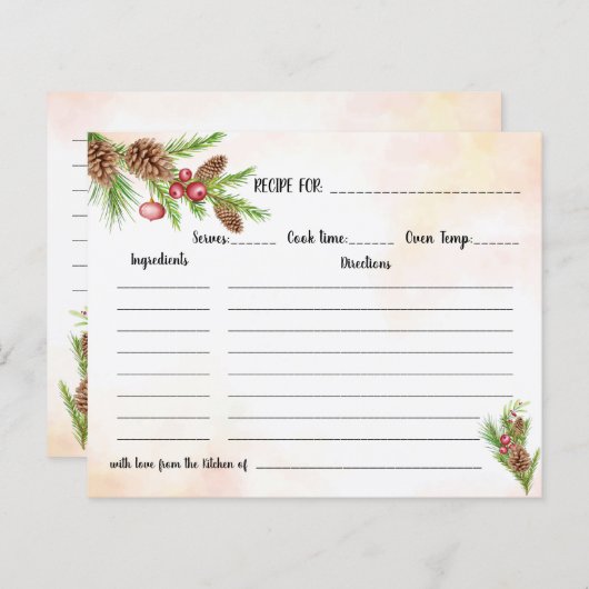 クリスマスレシピカードブライダルシャワー (正面/裏面)
