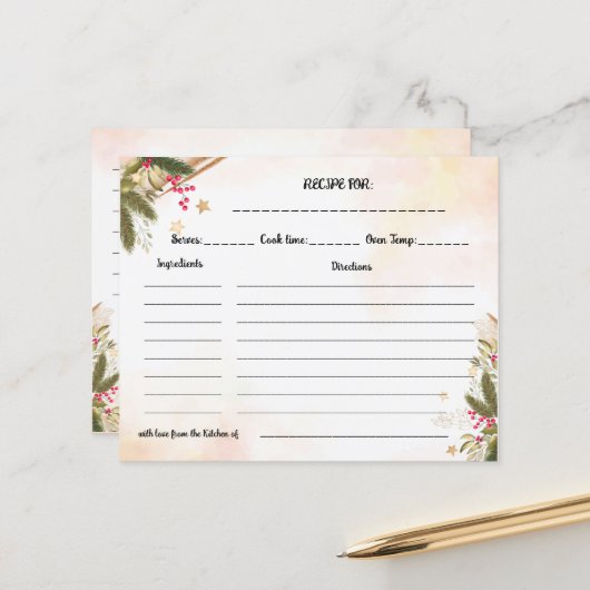 クリスマスレシピカードブライダルシャワー (正面/裏面インサイチュ)