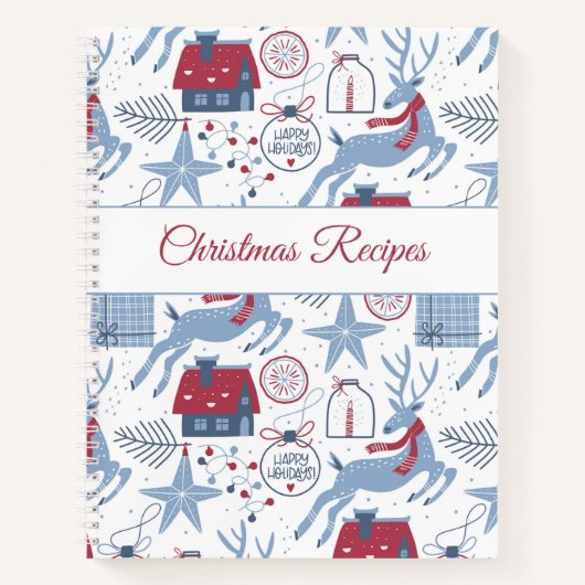 クリスマスレシピ図解入りの、写真付きの本かわいい柄 ノートブック (正面)