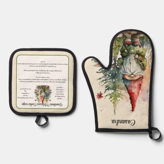 クリスマスレシピ記念クッキーヴィンテージ格言 鍋つかみ&鍋敷きセット (正面)