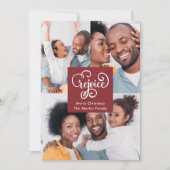 クリスマスレジョイスタイポグラフィレッドフォトクリスマス シーズンカード (正面)