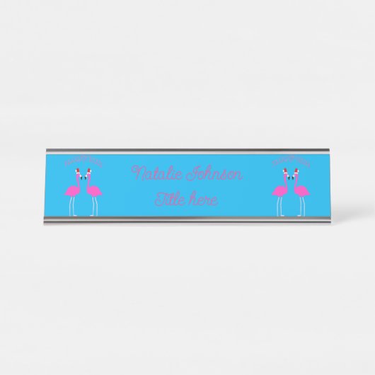 クリスマスレズフラミンゴスフラミンゴベルズカスタム デスクネームプレート (正面)