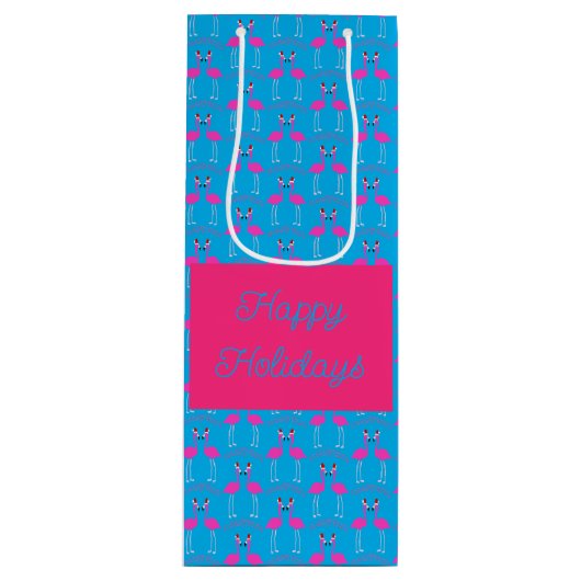 クリスマスレズフラミンゴスフラミンゴベルズカスタム ワインギフトバッグ (正面)