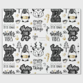 クリスマスレタリング引用文(黒と金ゴールド) ラッピングペーパー (フラット)