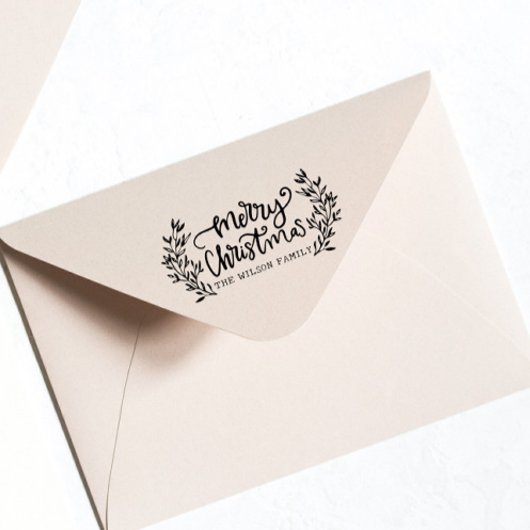 クリスマスレタリング書道の葉の姓 ラバースタンプ