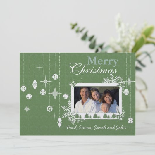 クリスマスレターオンバックレトロクリスマスオーナメント 招待状 (スタンド正面)