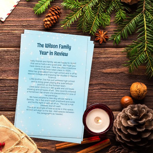 クリスマスレターテンプレートブルーきらめく星 便箋