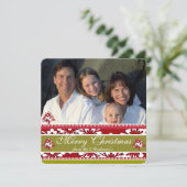 クリスマスレター付きバックダマスクツリーホリデー シーズンカード (スタンド正面)