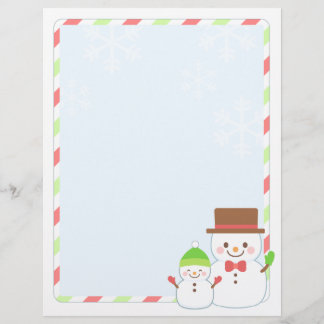 クリスマスレター紙 – 笑顔の雪だるま