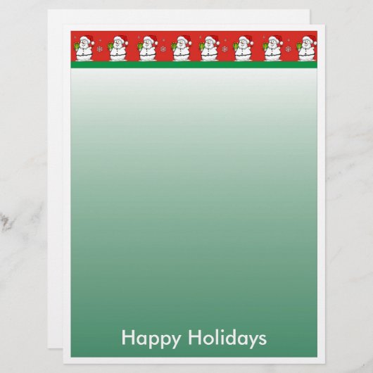 クリスマスレター紙-雪だるま縁ど (正面/裏面)