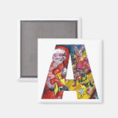 クリスマスレター/ギフトモノグラム付きサンタ マグネット (正面/裏面)