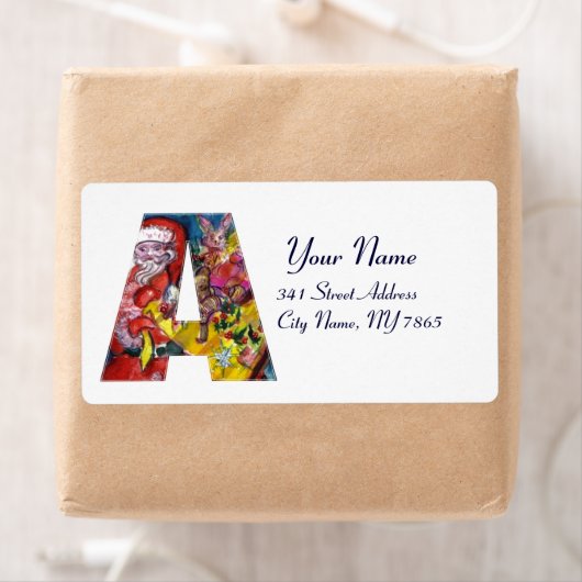 クリスマスレター/ギフトモノグラム付きサンタ ラベル (インサイチュ)