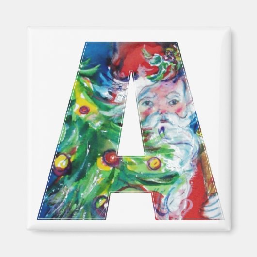 クリスマスレター/クリスマスツリー付きサンタ マグネット (正面)