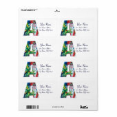 クリスマスレター/クリスマスツリー付きサンタ ラベル (フルシート)