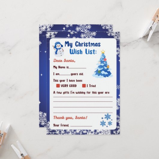 クリスマスレター サンタへの手紙 冬のワンダーランド 招待状 (正面/裏面インサイチュ)