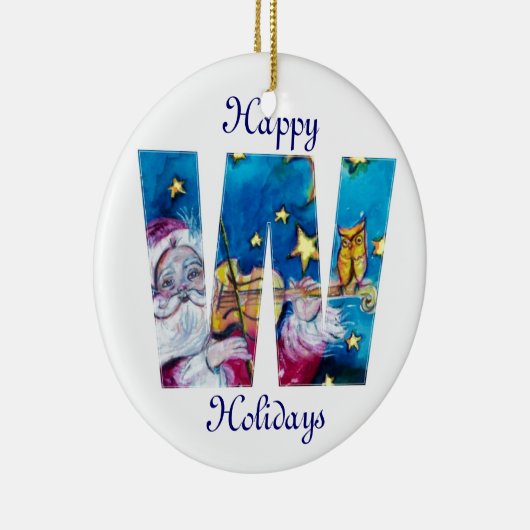 クリスマスレター/サンタモインスパイアノグラム セラミックオーナメント (右)