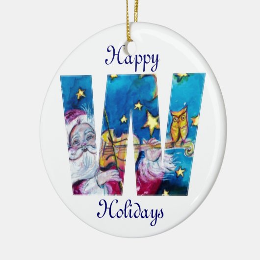 クリスマスレター/サンタモインスパイアノグラム セラミックオーナメント (左)