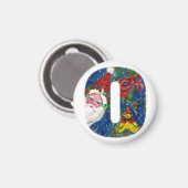 クリスマスレター/サンタレッドリボンモノグラム マグネット (正面/裏面)