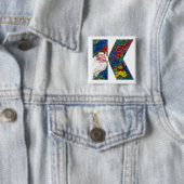 クリスマスレター/サンタレッドリボンモノグラム 缶バッジ (インサイチュ)